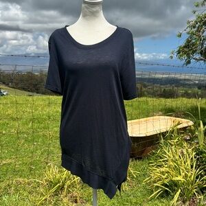 XCVI Black Asymmetrical Tunic Top